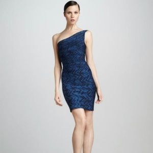 Herve Leger Iconic Bandage One Shoulder Mini Carbon Combo Dagny